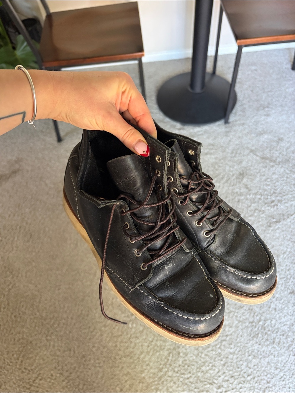 Red Wing Shoes Black Lace Up Boots - Picture 3 of 6